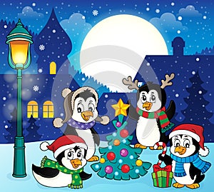 Christmas penguins thematic image 5