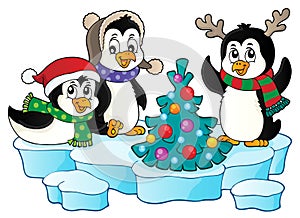 Christmas penguins thematic image 2