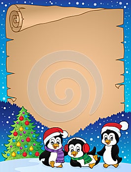 Christmas penguins thematic parchment 1