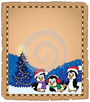 Christmas penguins thematic parchment 2