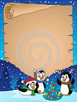 Christmas penguins thematic parchment 3