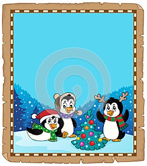 Christmas penguins thematic parchment 5