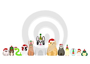 Christmas pet animals border set
