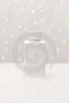 Christmas pharmacy white bottle, container of
