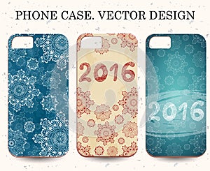 Christmas phone cases. Abstract Happy New Year background. Hand drawn inscription. Vector illustration