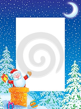 Christmas photo frame / border with Santa Claus