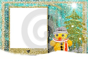 Christmas photo frame card, snowman
