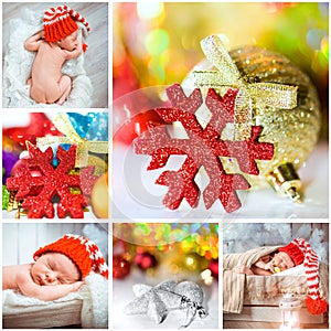 Christmas photo with a newborn baby