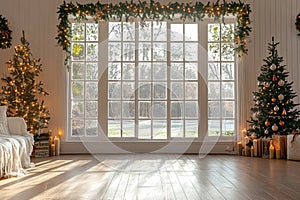 Christmas Photography Backdrop with Large French Window photo