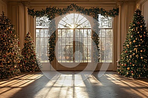 Christmas Photography Backdrop with Large French Window photo