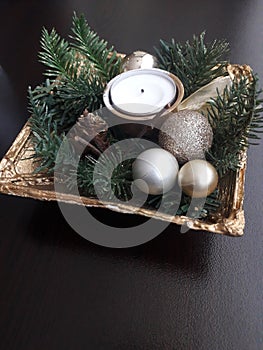 Christmas pine candle decoration