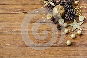 Christmas with pine cones on table