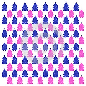 Christmas Pink Blue Trees Pattern Texture Background