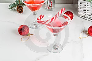 Christmas pink peppermint martini