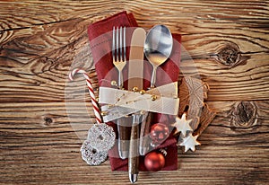 Christmas place setting with cookies and candy