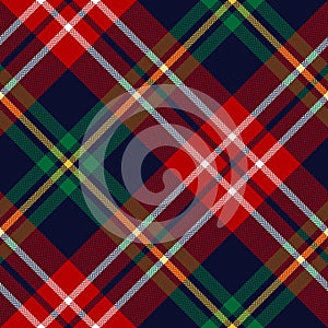 Christmas plaid pattern in red, green, yellow, blue, white. Seamless herringbone tartan check plaid for flannel shirt, blanket.