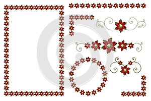 Christmas poinsettia borders and decorations