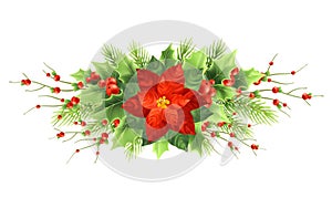 Christmas poinsettia flower realistic vector illustration