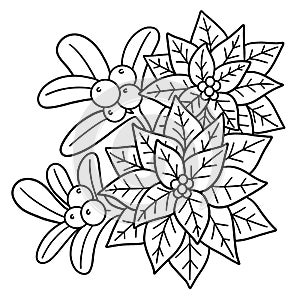 Christmas Poinsettia Isolated Coloring Page