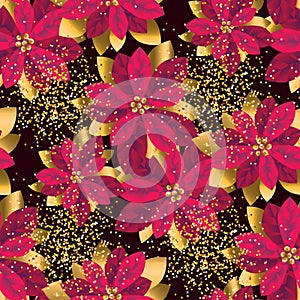 Christmas poinsettia seamless pattern