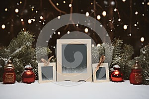 Christmas Polaroid photo frames mockup adding a touch of nostalgia to photos
