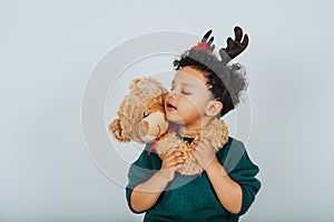 Christmas portrait of adorable toddler boy