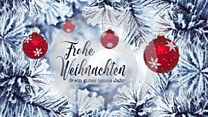 Christmas portrait background with frosted branches