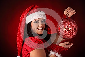 Christmas portrait of beautiful plus size young woman