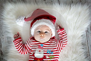 Christmas portrait of cute little newborn baby boy