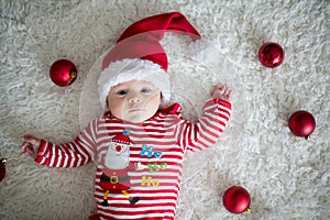 Christmas portrait of cute little newborn baby boy