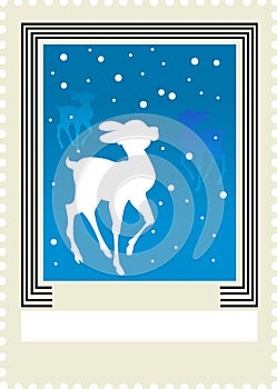 Christmas postage stamp with deer