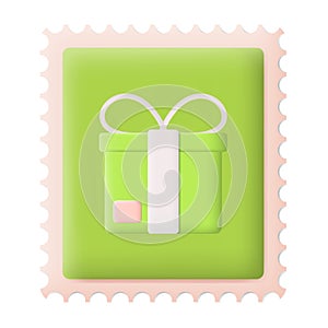 Christmas Postage Stamp with Gift Box