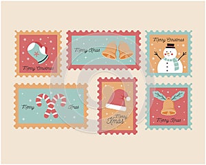 Christmas Postage Stamps stock illustration