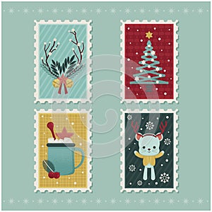 Christmas Postage Stamps stock illustration