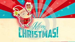 Christmas postcard design with funny santa claus