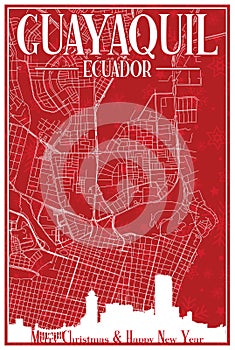 Christmas postcard of the downtown GUAYAQUIL, ECUADOR
