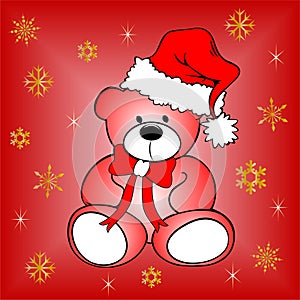 Christmas postcard with teddy bear