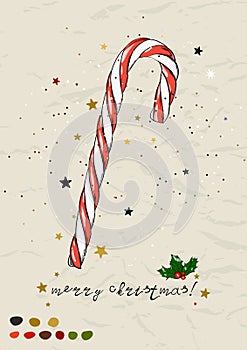 Christmas poster with candy cane Ink style.