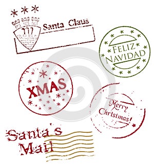 Christmas postmarks - vector photo