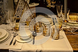 Christmas decoration in a celebration table photo