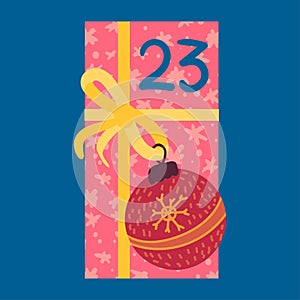 Christmas present from above flat vector illustration