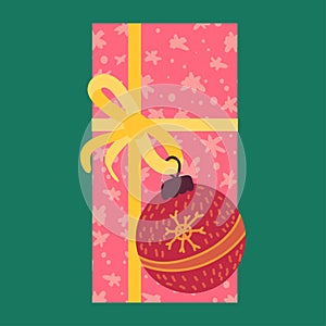 Christmas present from above flat vector illustration