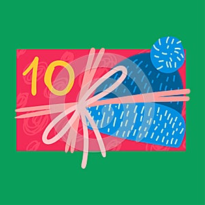 Christmas present from above flat vector illustration