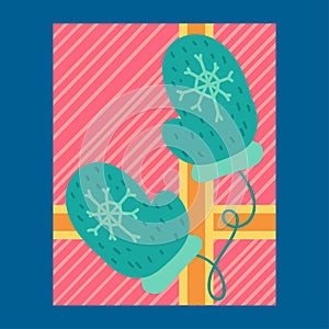 Christmas present from above flat vector illustration