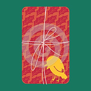 Christmas present from above flat vector illustration