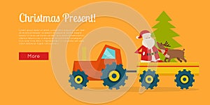 Christmas Present Poster with Santa on Tractor