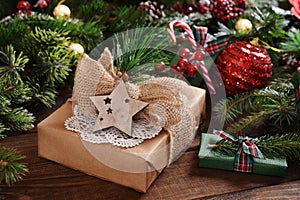 Christmas present in rustic style