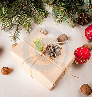 Christmas present in rustic style