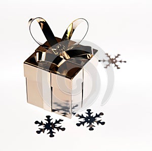 Christmas Present Silver Box Snowflakes