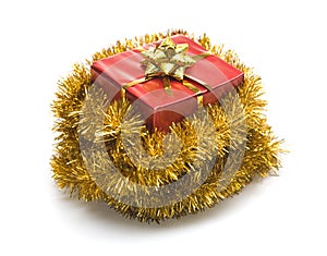 Christmas present on tinsel